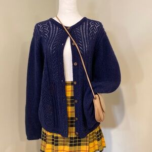 Vintage Woolrich Navy Knit Cardigan – 100% Wool I Women's (M)